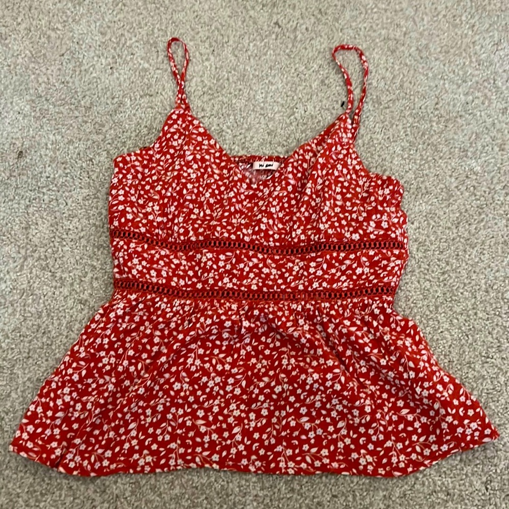 floral red tank top